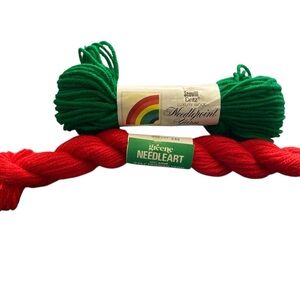 Scovill Dritz Green & Greene Needleart Red Needlepoint Thread Yarn Duo